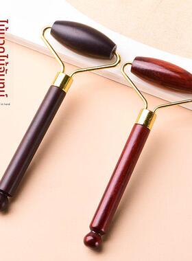 檀木脸部滚轮按摩器美容棒眼部面部黑紫檀木质手动推提拉紧致神器