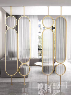 现代风高级感长虹玻璃隔断客餐厅半墙屏风北欧轻奢装饰高级入户