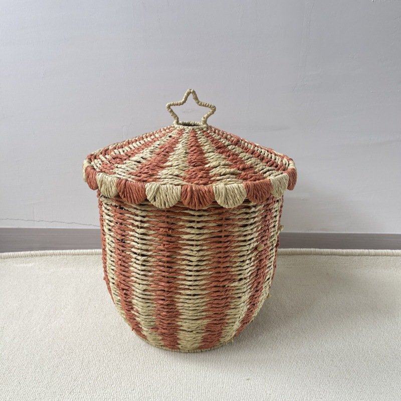 ins北欧风手工编织风落地收纳筐藤编桌面编织篮子家用玩具零食杂,收纳整理,其他收纳篮,淘宝优惠券,粉丝福利购,淘宝优惠卷