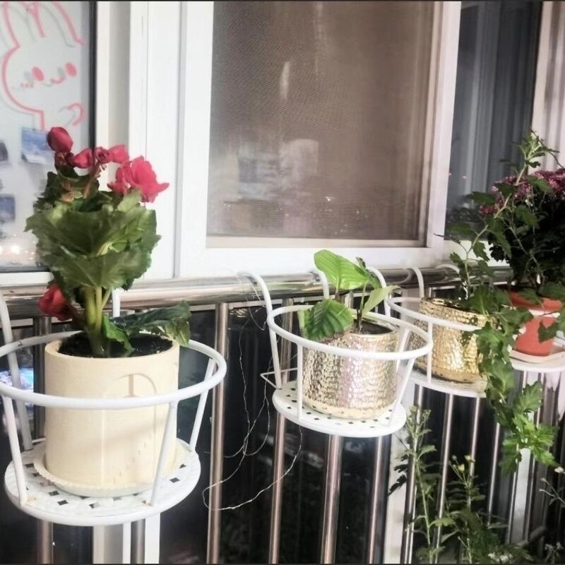 北欧室内铁艺花架栏杆客厅阳台落地式简约绿萝花盆挂架悬挂多层