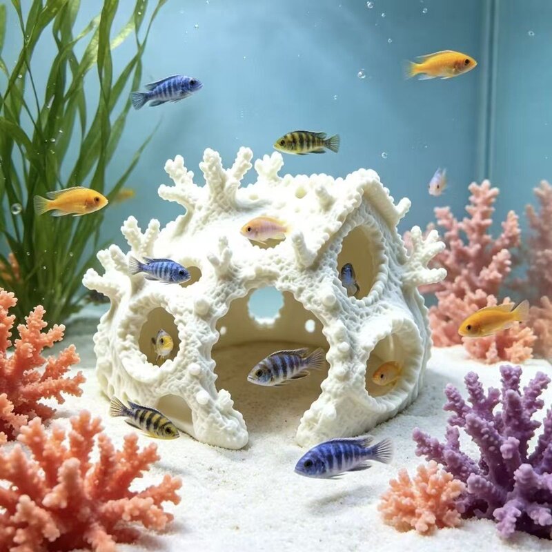 水底鱼虾蟹繁殖庇护屋鱼缸水下珊瑚洞穴摆件水族箱躲藏造景装饰