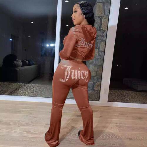 Two Set Fitted Hooded Sleeves Jacket Elastic Pants Pockets