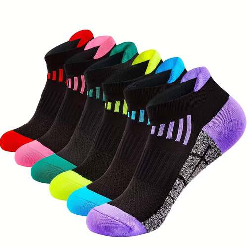 Women 6 Pair Compression Athletic Socks Cut Cushion