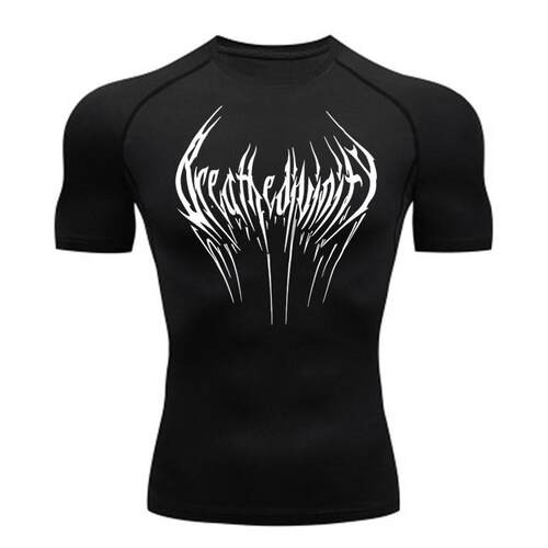 Men Compression Neck Sleeve Shirt Agility Text Bull Horn