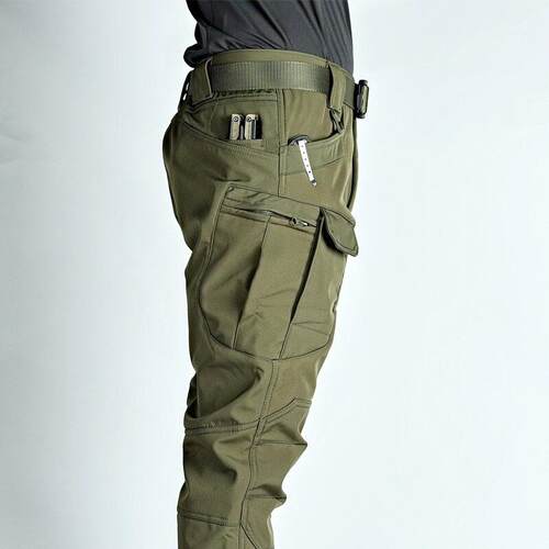 Men Windproof Warm Military Tactical Pants Fleece Lined