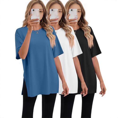 Women Cartoon Hand Heart Print Round Neck Tee Fitted Casual