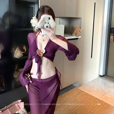 Women Summer Beach 3D Floral Halter Tie Bikini Swimsuit Set