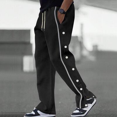 Men Contrast Binding Drawstring Waist Pants Casual Comfy
