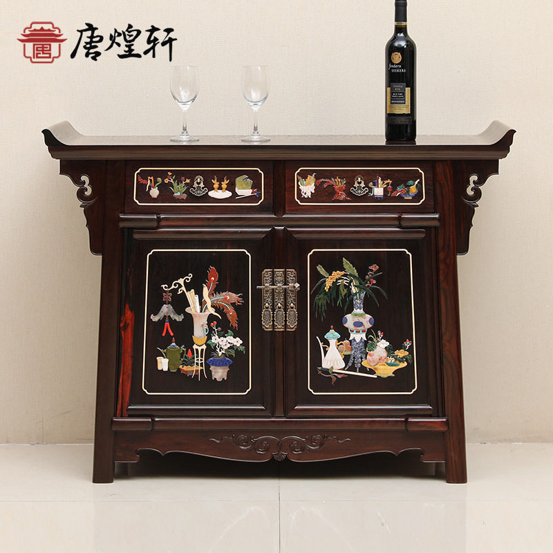 老挝大红酸枝新中式红木餐边柜