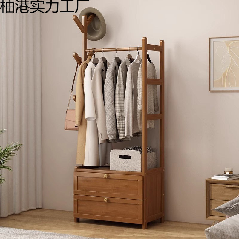 实木落地衣帽架门后省空间