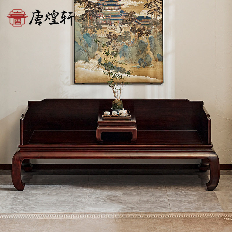 红木家具赞比亚血檀实木单人床罗汉榻卧榻非洲小叶紫檀古典罗汉床