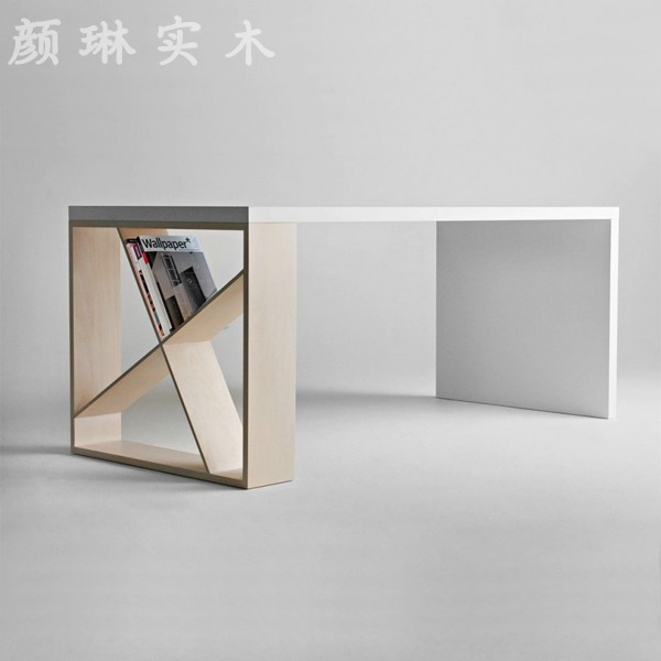 北欧白色实木会议桌长桌简约现代烤漆办公桌创意书桌长方形工作r*
