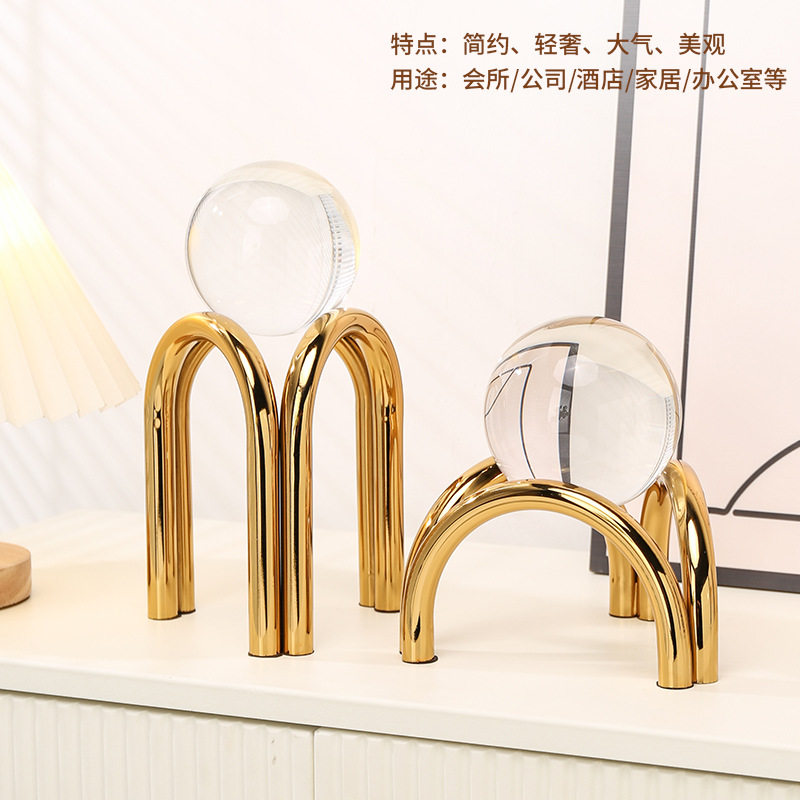 欧式金属水晶球制品摆件高级感家居客厅桌面装饰工艺品摆设批发厂