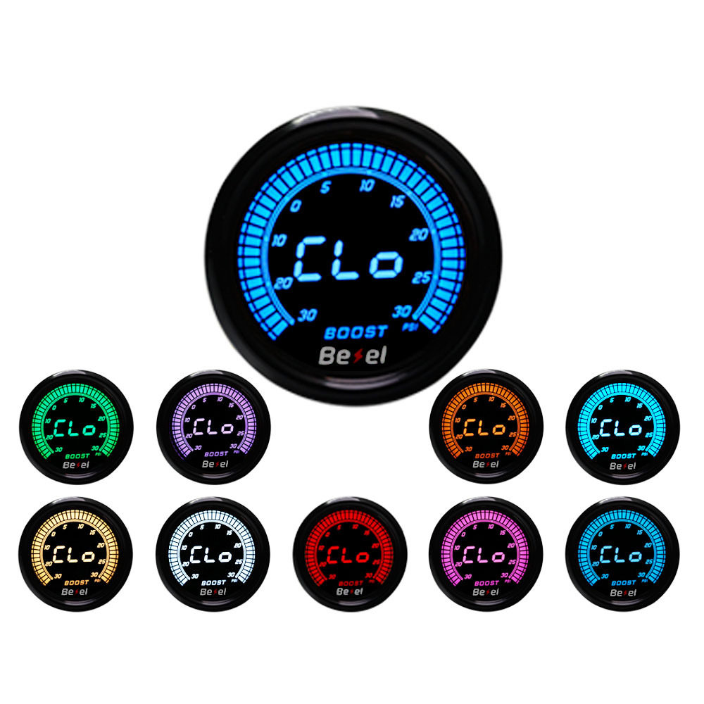 适用于通用数字2英寸汽车涡轮增压压力表仪表10色LED -30?30 PSI