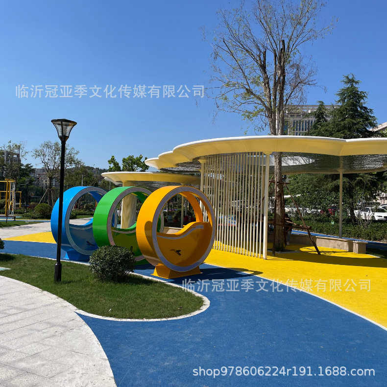 户外大型发光脚踏无动力设备动感骑行单车喷泉自行车互动游乐设施