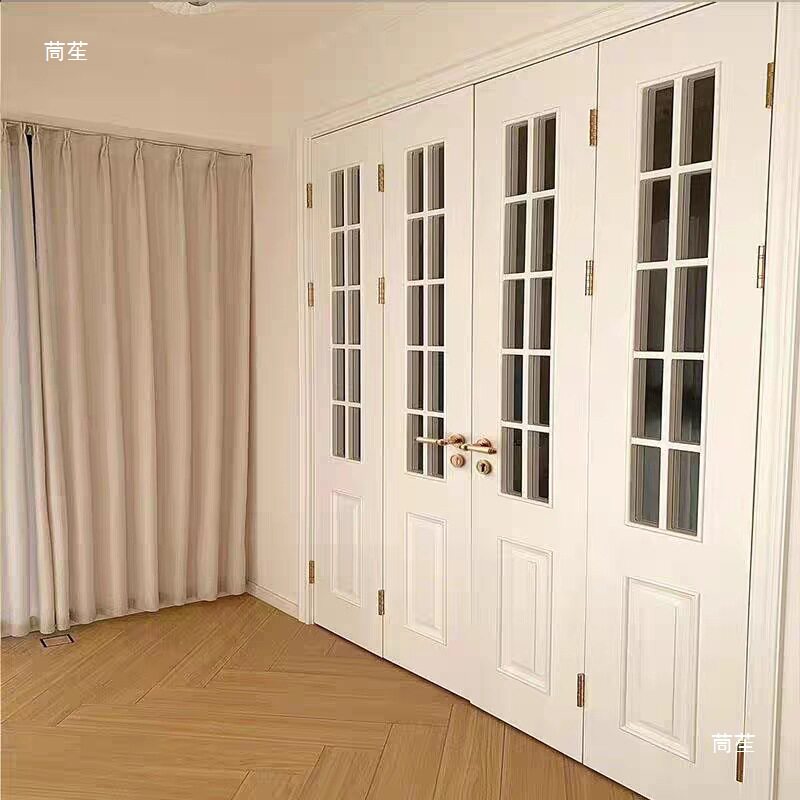 法式房门卧室门双开门隔断门折叠门推拉玻璃门厨折叠门实木阳台