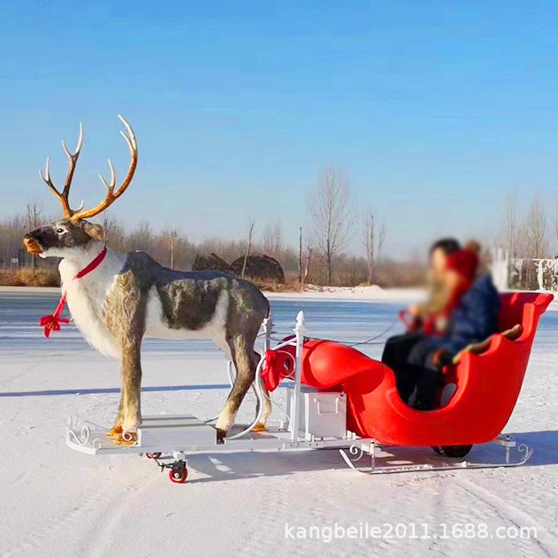 户外冰雪乐园电动鹿拉雪橇车狗拉雪橇车雪地转转雪地坦克