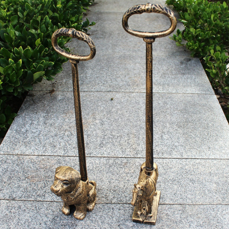 ?铸铁艺门卡小狗顶门器免打孔防撞创意门挡阻门器防风门塞门