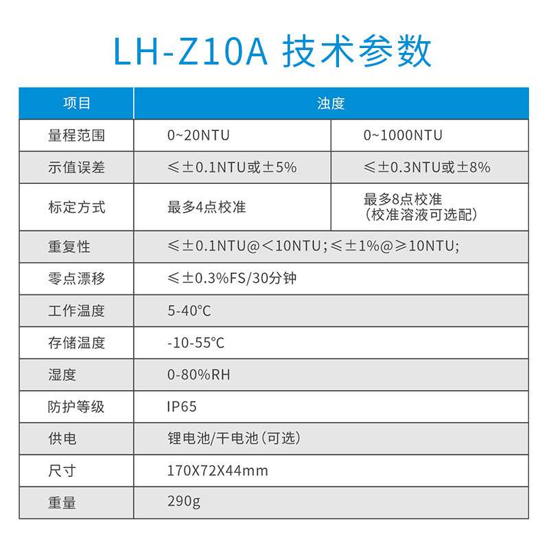 便携浊度仪LH-Z10A污水自来水厂浑浊度测定仪0-20NTU、0-1000NTU