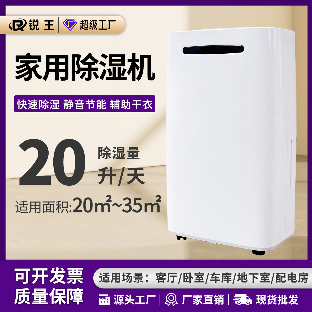 锐王家用小型除湿机地下室干衣