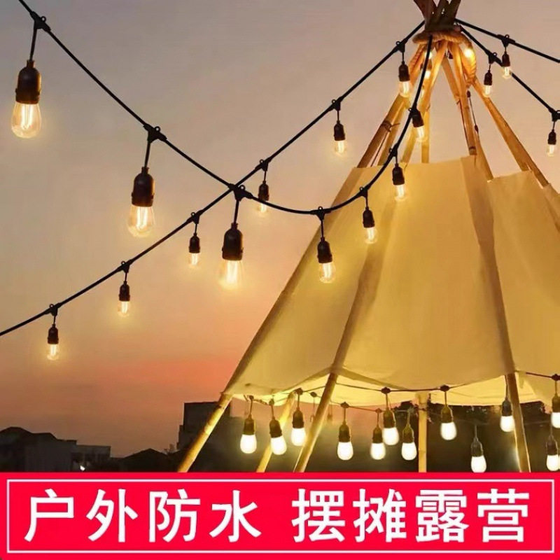 跨境S14灯串led灯户外防水串灯庭院露营花园聚会氛围节日装饰灯串