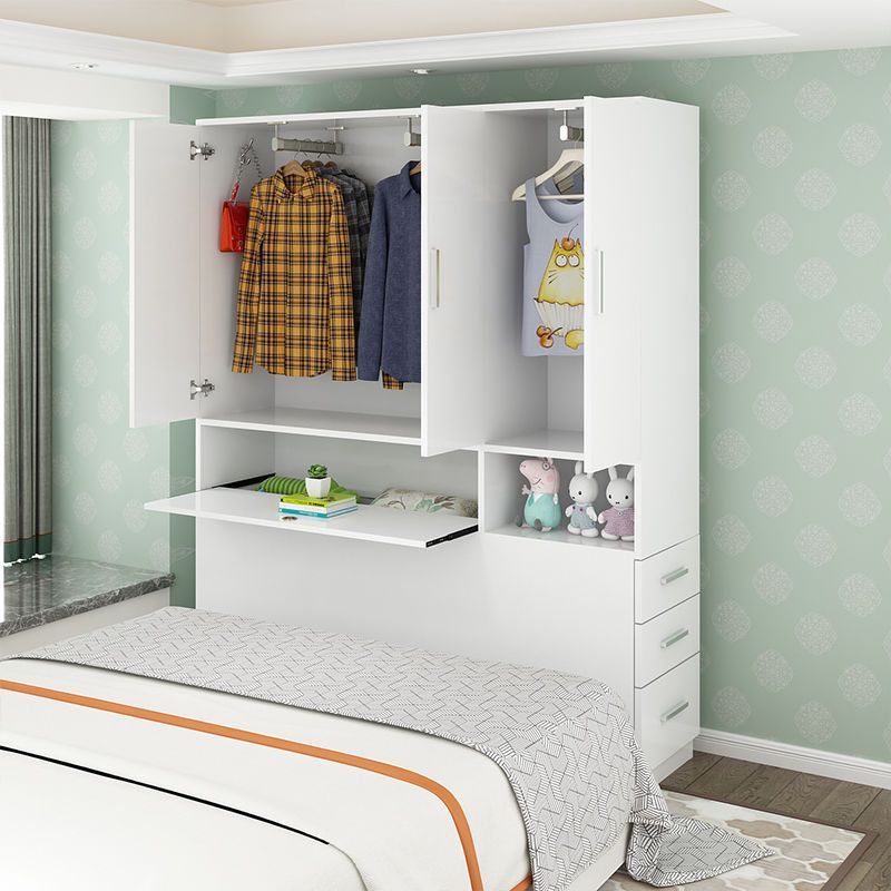 夹缝衣柜侧面抽拉窄柜全实木儿童衣橱转角储物柜卧室床尾柜缝隙柜