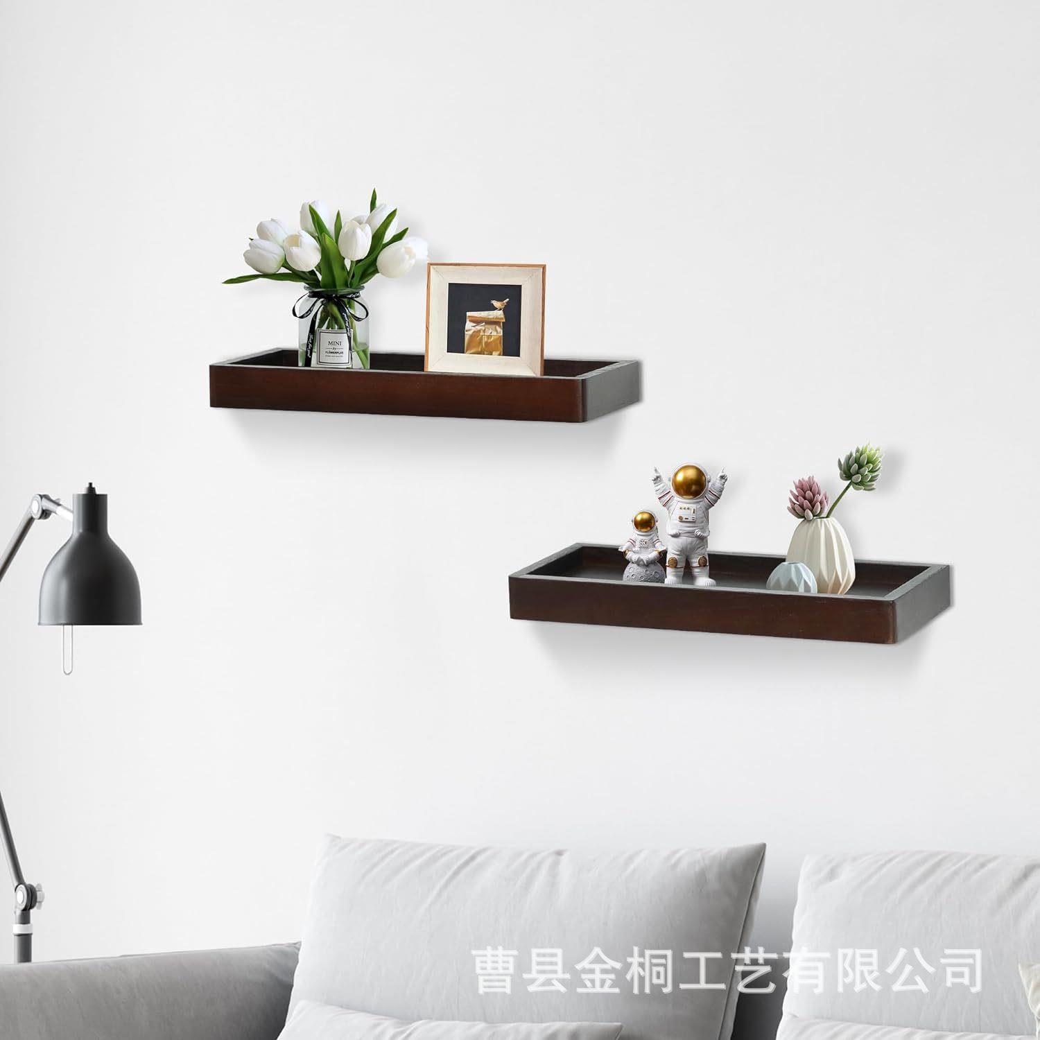 家用木质置物架客厅装饰挂架壁挂式工艺品展示架一字板实木悬浮架