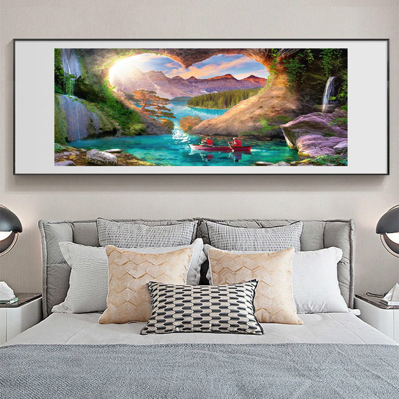 DIY新款钻石画 爱心风景系列山水点钻十字绣装饰画客厅钻石画