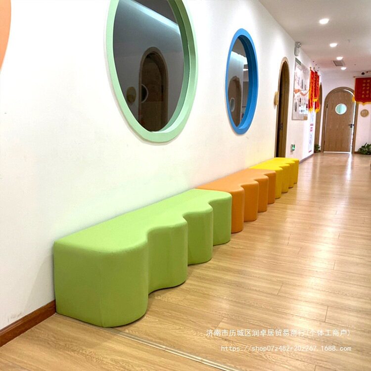 幼儿园早教凳子商场长条沙发凳换鞋凳软包沙发围栏长方形皮凳