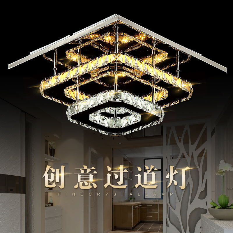 特价 led简约入户水晶灯创意方形走廊过道玄关灯进门天花吸顶灯具