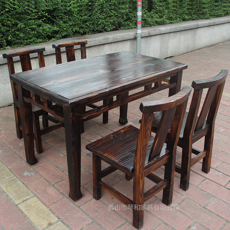 定制大排档餐厅吃饭桌椅商用八仙桌中式八仙桌椅木屋烧烤火锅桌子