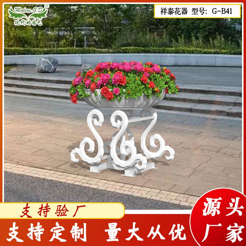 户外立体绿化创意铁艺花架花器厂家市政广场公园组合景观花架种植