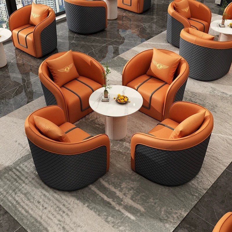 现代简约商务办公室休闲沙发4s店公司售楼处休息接待洽谈区桌椅