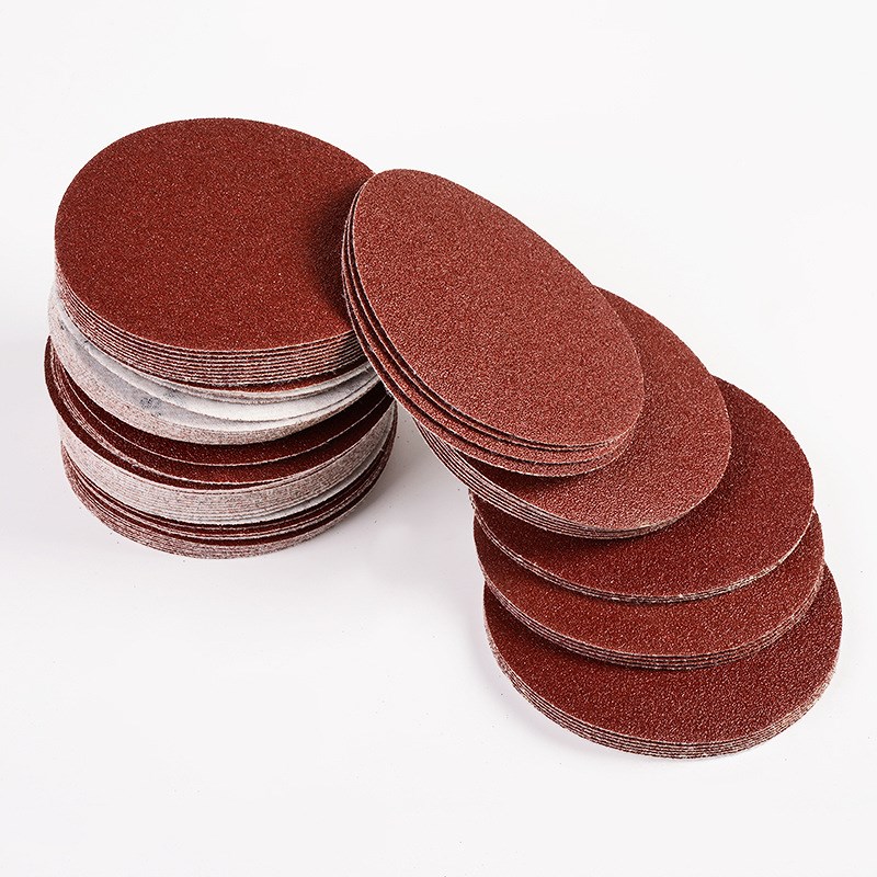 5寸植绒砂纸 圆形自粘砂纸气磨机背绒沙纸红砂抛光片磨片