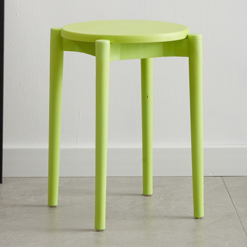 塑料圆凳家用客厅可叠放高脚凳现代简约彩色餐桌椅成人熟胶板凳