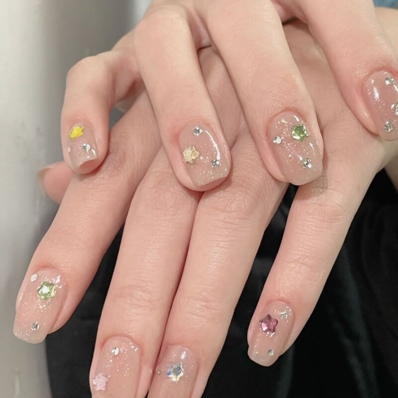 春夏爆款迷你彩色平底五角星星美甲小饰品百搭装饰美甲钻