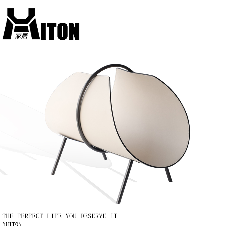 金属皮革轻奢e杂志收纳架样板间办公室书房书架报刊置物架摆件饰