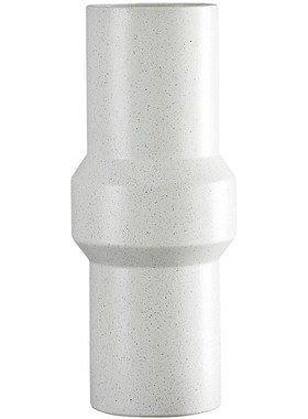 博西家居 简约白色斑点黏土直筒陶瓷花瓶摆件R家居软装饰品花器