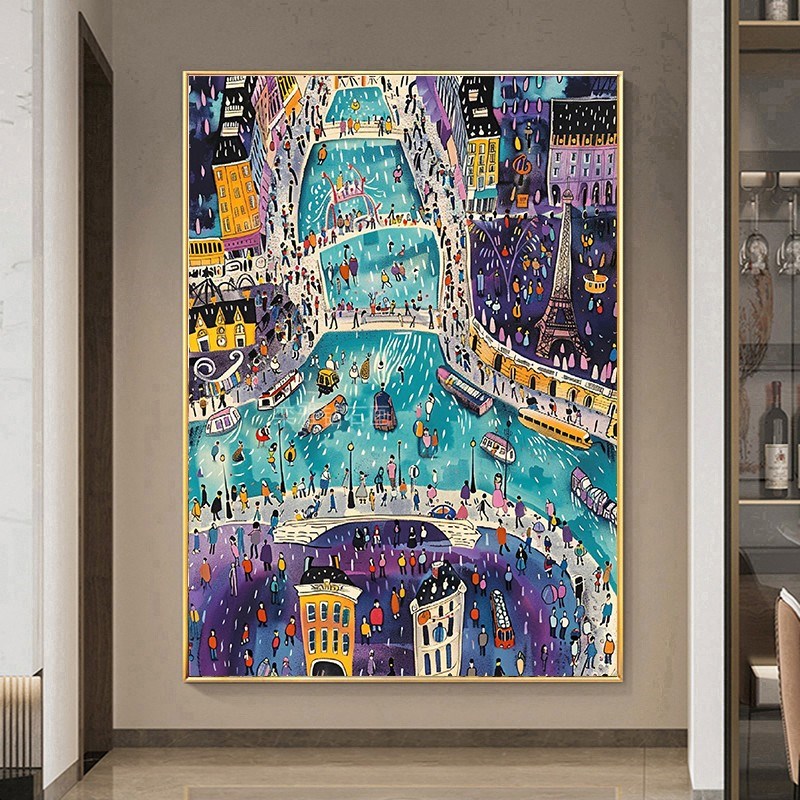 时尚DIY方钻满钻钻石画钻石绣巴黎运H河铁塔人山人海粘贴钻砖石画