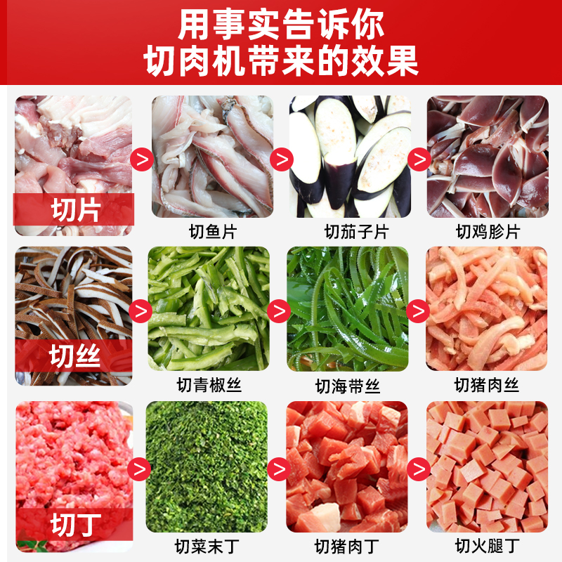 商用切肉机切菜机全自动大v功率电动多功能不锈钢家用切片切丝机