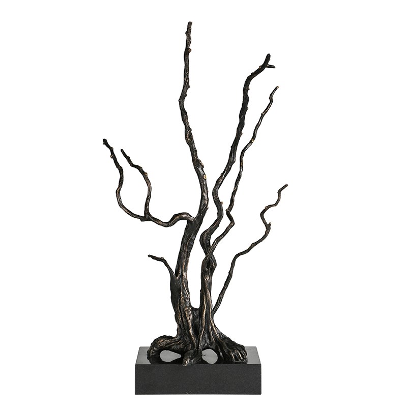 环球悦生活软装设计师古金色树枝样板房间珊瑚树S现代简约雕塑摆