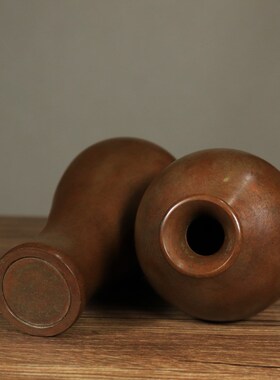 黄铜梅瓶花瓶摆件客厅插花装饰品家居饰品覆古花瓶Y摆件铜工艺品