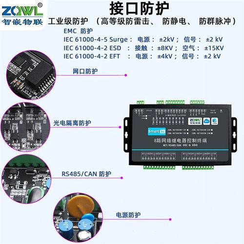 智嵌物联(ZQWL)8路网络IO控制器远程延时定时脉T冲计数条件模块R