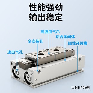 20D2 16D1 HFD导轨小型f滑台MHF2 8D手指气缸薄型气动平行夹爪12D