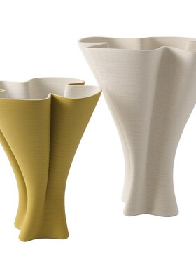 简约现代3D打印陶瓷花瓶t轻奢桌面创意艺术摆设黄色插花器装饰摆