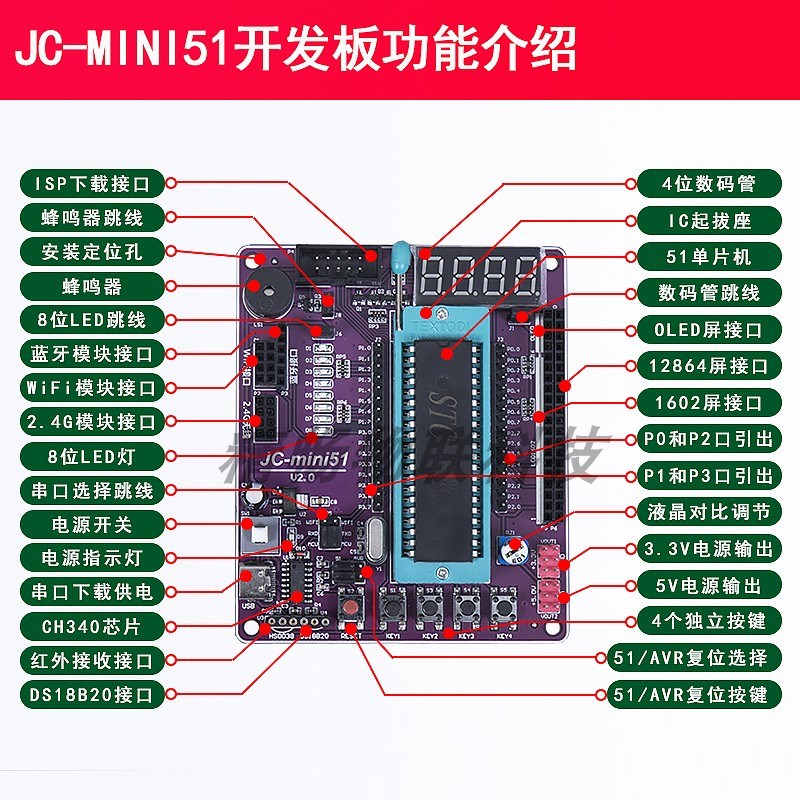 51/AVR单片机最小系统板 