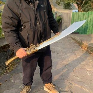 龙泉屠龙宝刀一体锰钢刀剑影视刀剑抗战大刀九环大刀防身未开刃