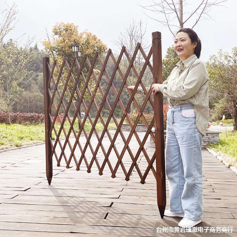 户外防腐木栅栏花园围栏围挡庭院隔断爬藤架伸缩篱笆阳台装饰护栏