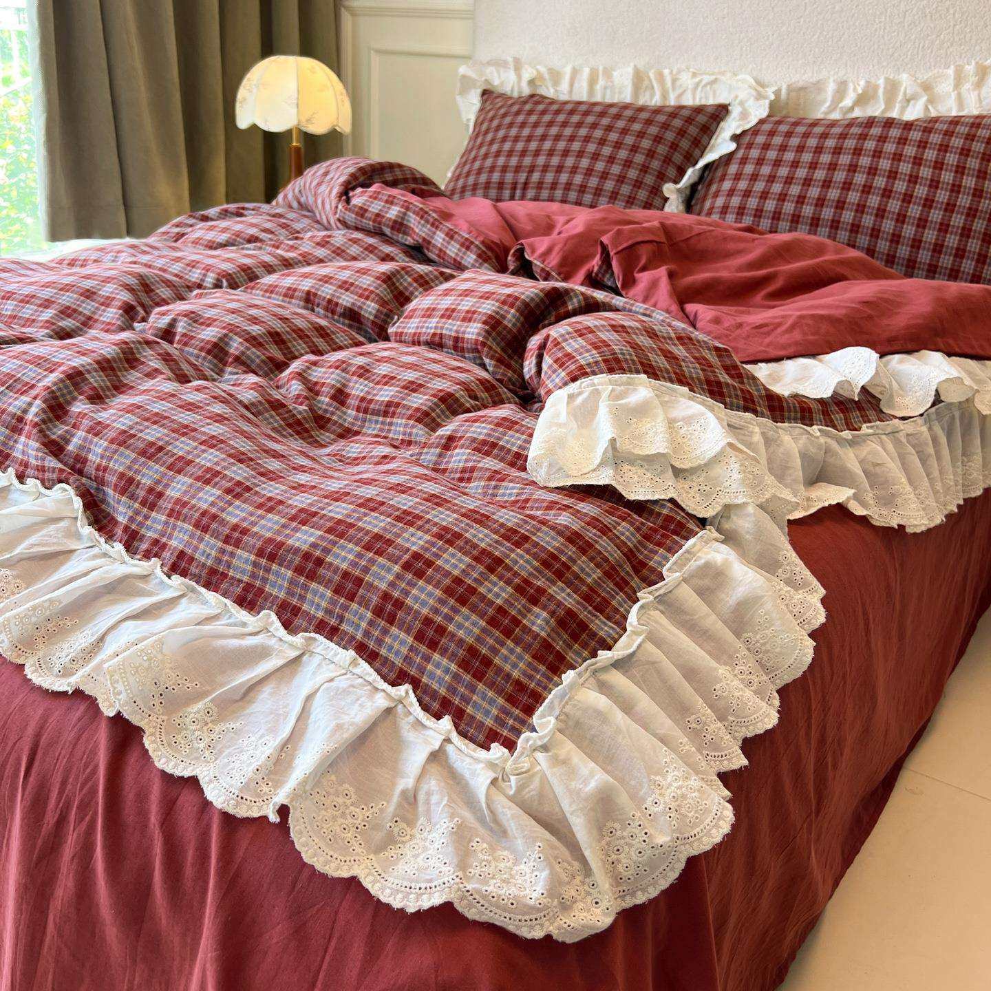 A类母婴级双层纱床上四件套复古风蕾丝花边床单被套宿舍款三件套4,金属材料及制品,金属结构件,淘宝优惠券,粉丝福利购,淘宝优惠卷