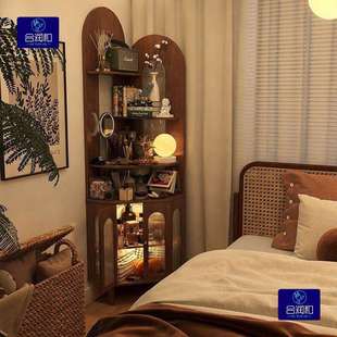 形影家具转角柜卧室置物架复古客厅中古风角落拐角展示床头柜木
